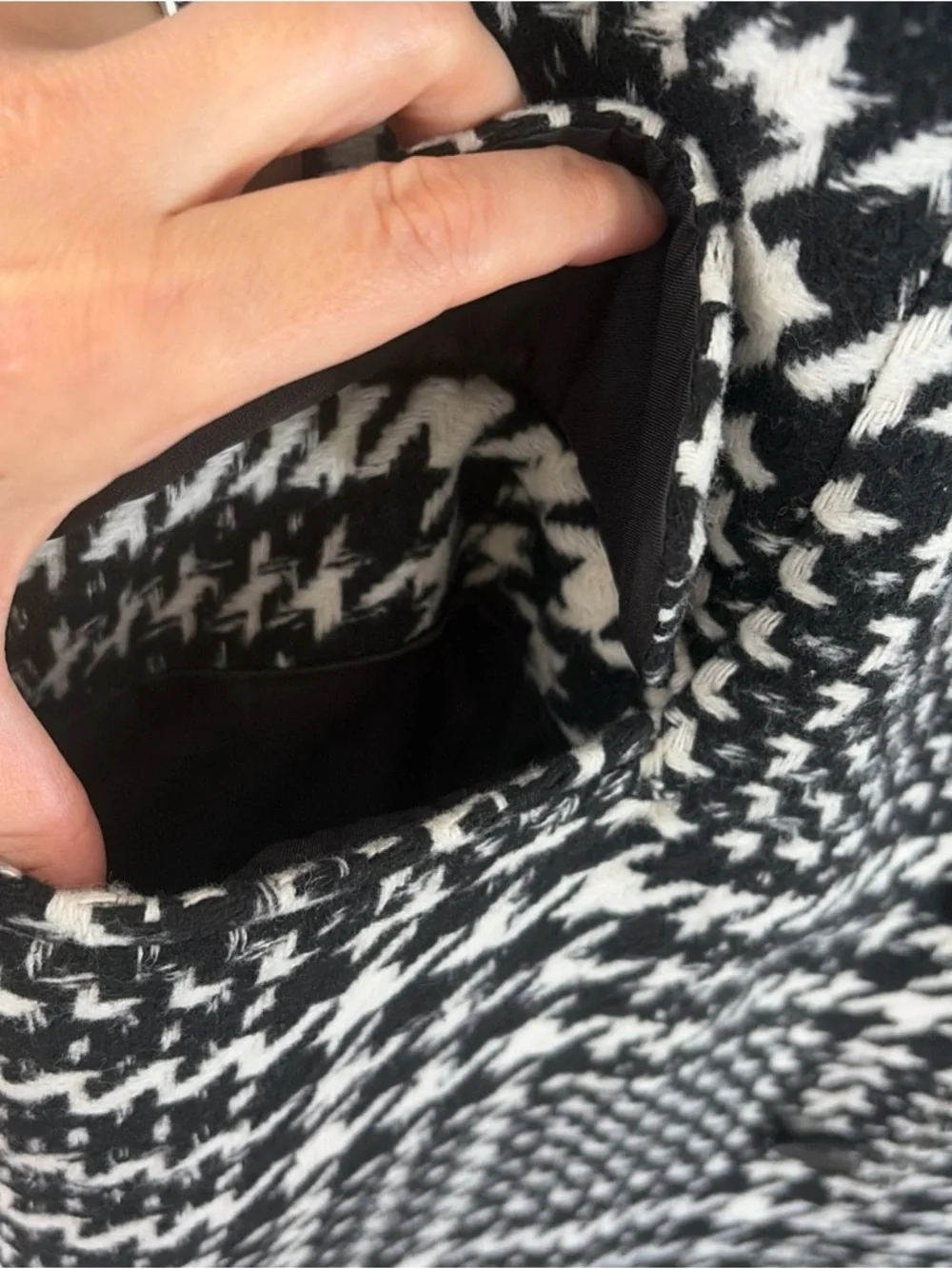 Aqua 100% Exclusive Houndstooth Knee Length Jacket Size Medium - Picture 5 of 9